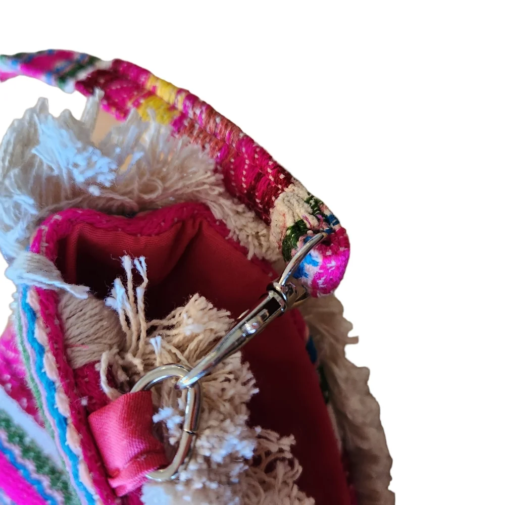 COCO & CARMEN- Sasha Fringe Clutch/Crossbody - Pink Beaded - Picture 3 of 8